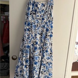Floral Blue and White Midi Dress